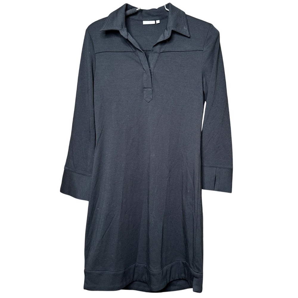 Ellie Kai Black 3/4 Sleeve Polo Collar Shift Dress Size 0 Mini Knit Workwear